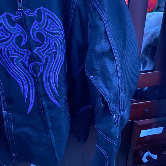 Vance Leathers Women's Black & Purple Textile Jacket Reflective Tribal Detail - Picture 8 of 12